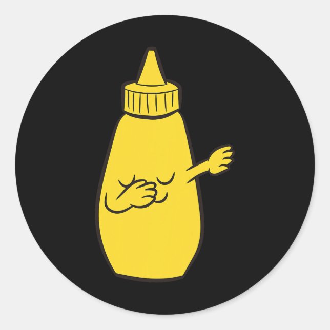 Dabbing Yellow Mustard Squeeze Flasche Funny Danci Runder Aufkleber (Vorderseite)