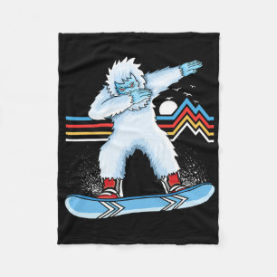 Dabbing Yeti Vintag Sunset Snowboarden Ristorante Fleecedecke