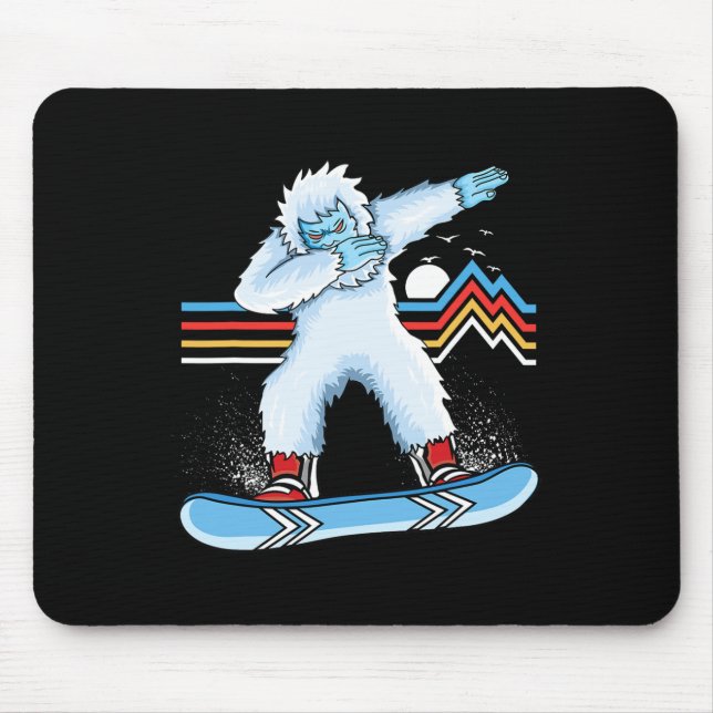 Dabbing Yeti Vintag Sunset Snowboarden Ristorante  Mousepad (Vorne)