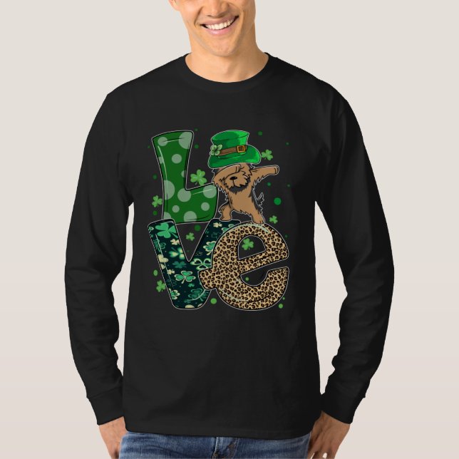 Dabbing Yorkie Dog LOVE Shamrock  St Patrick s Day T-Shirt (Vorderseite)