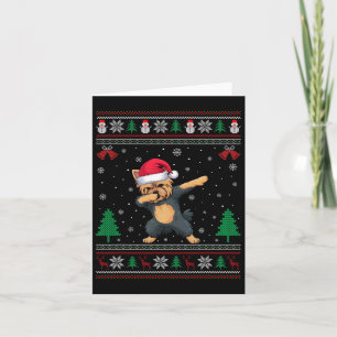 Dabbing Yorkie Dog Weihnachtsmannmütze Boys Girls Karte