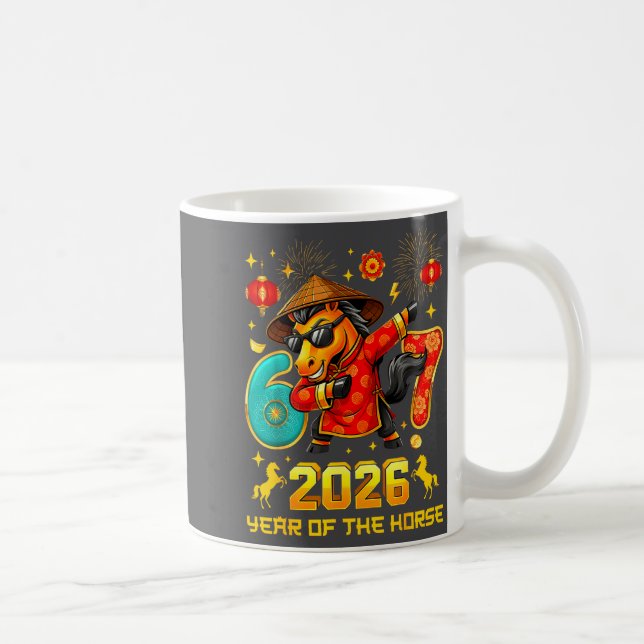 Dabbing Zodiac Horse Lunar New Year Chinese New Ye Kaffeetasse (Rechts)
