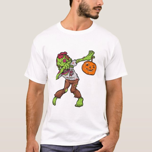 Dabbing Zombie Halloween Dab Lustiges Geschenk Des T-Shirt (Vorderseite)