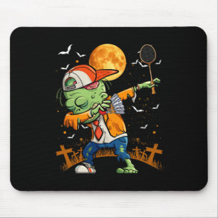 Dabbing Zombie Playing Badminton Halloween Badmint Mousepad