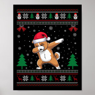 Dabbing Zuchon Dog Weihnachtsmannmütze Boys Girls  Poster