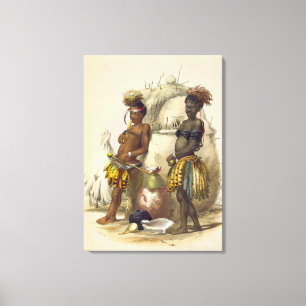 Dabiyaki und Upapazi, Zulu-Jungen im Tanzen-Kleid, Leinwanddruck