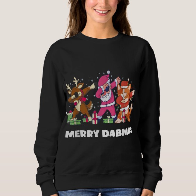 Dabmas Dabbing Santa Cat Rudolph Weihnachten lusti Sweatshirt (Vorderseite)