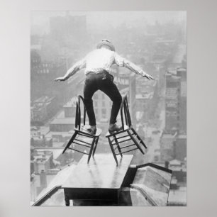 Dach-Balanceakt, 1910. Vintage Foto Poster