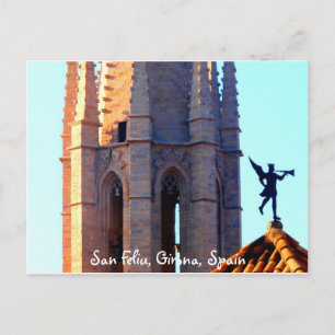 Dach der Kathedrale Sant Feliu, Girona, Spanien Postkarte
