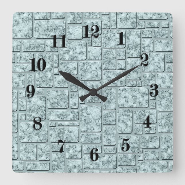 Dachboden, grau-blau quadratische wanduhr (Vorderseite)