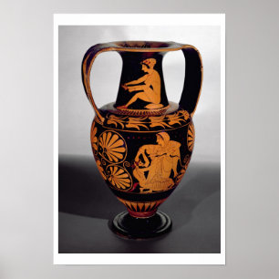 Dachboden Rotzahl Amphora, der ein Satyr struggl Poster