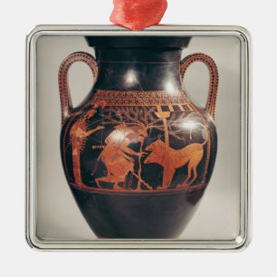 Dachboden Rotzahl Bauch Amphora Silbernes Ornament