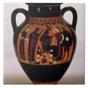 Dachboden Schwarzzahl Amphora, der die Geburt von Fliese