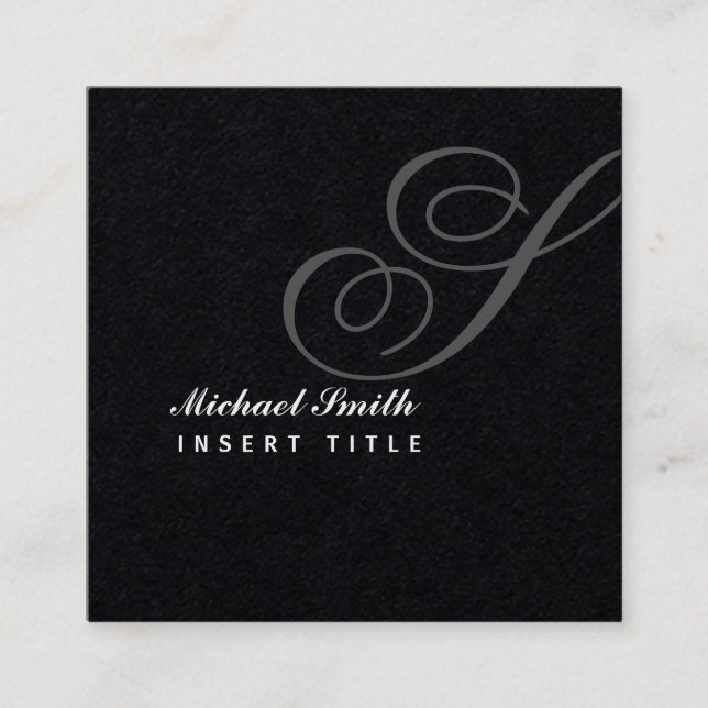 Dachboden-Wasserzeichen-Schwarz-personalisiertes Quadratische Visitenkarte (Vorderseite)