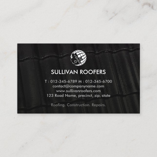 Dachdecker-Bauunternehmer Visitenkarte (Vorderseite)