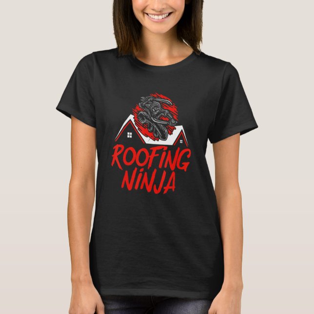 Dachdecker Ninja Roofer Dachdecker Bau T-Shirt (Vorderseite)