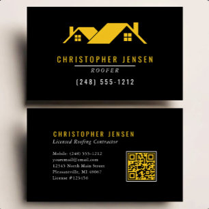 Dachdecker QR Code Einfach Schwarz Gelb Visitenkarte