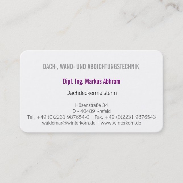Dachdecker-Visitenkarte Visitenkarte (Vorderseite)