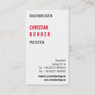 Dachdecker Visitenkarten Visitenkarte