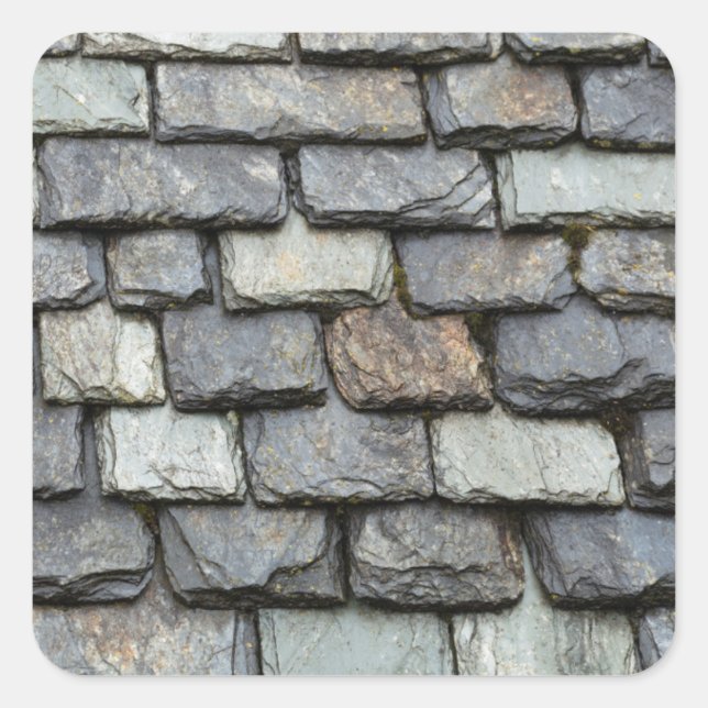 Dachdeckung mit Schiefer-Tellern Quadratischer Aufkleber (Vorderseite)