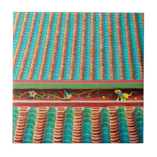 Dachdetail des South Putuo Tempels Fliese