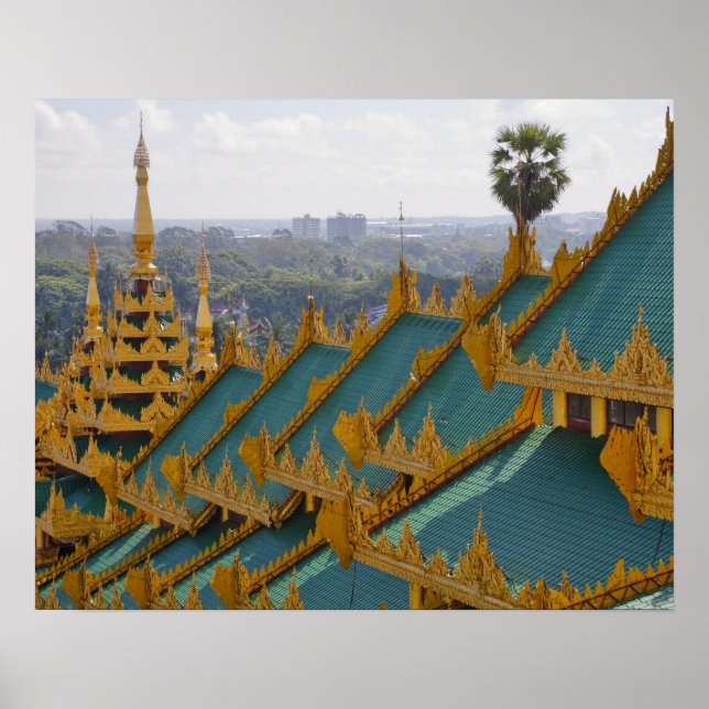 Dächer von Shwedagon Pagoda, Rangun (Yangon), Myan Poster (Vorne)