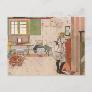 Dachgeschoss Schlafzimmer mit Baby Schwester. Postkarte