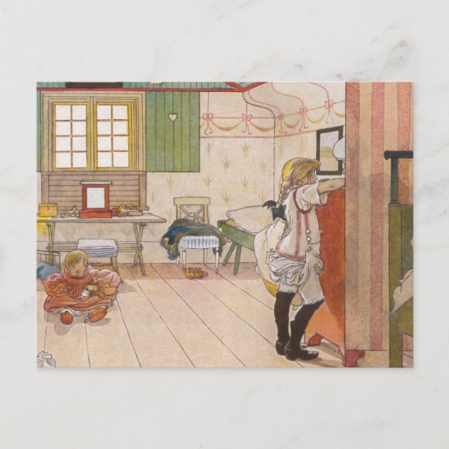 Dachgeschoss Schlafzimmer mit Baby Schwester. Postkarte (Vorderseite)