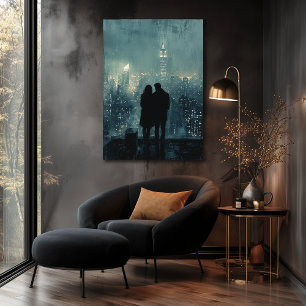 Dachgeschoss Stadt Romantik - Kohle Kunst Poster