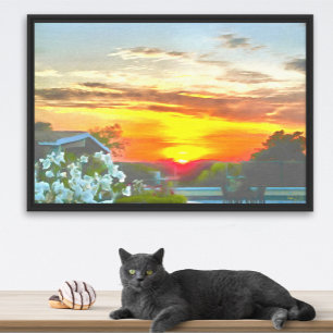 Dachlandschaft Sonnenuntergang 2295 Kunst Leinwanddruck