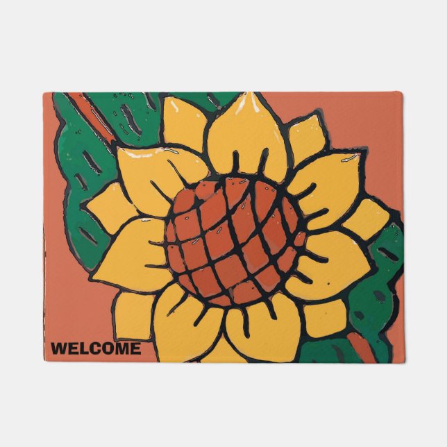 Dachmatte im mexikanischen Stil mit Sonnenblumen Fußmatte (Vorderseite)