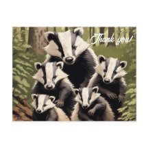 Dachs-Familie in Waldumgebung Danke