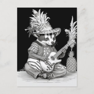 Dachs spielt Gitarre mit Ananas-Geburtstag Postkarte