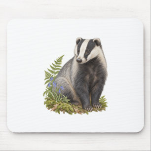 Dachs und Blauglocken für einen friedlichen Waldsc Mousepad