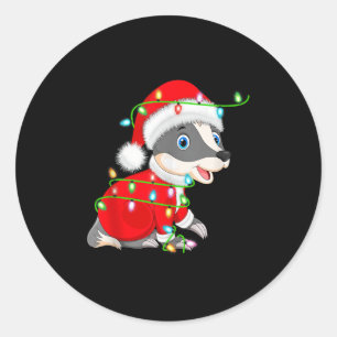 Dachs-Weihnachtslichter-Santa-Kostüm Süßes Tier Runder Aufkleber