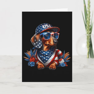 Dachshund 4. Juli Patriotischer Hund Dachshund Vie Karte