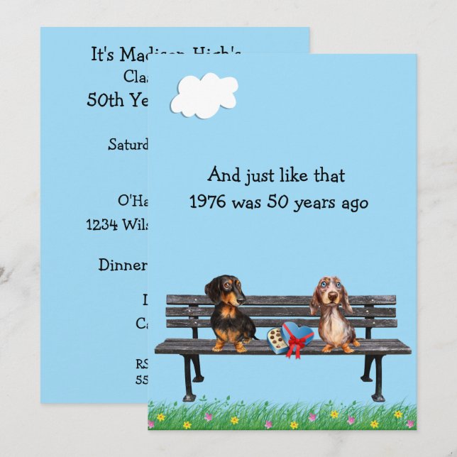 Dachshund 50. Jahrestag Treffen Einladung (Vorne/Hinten)