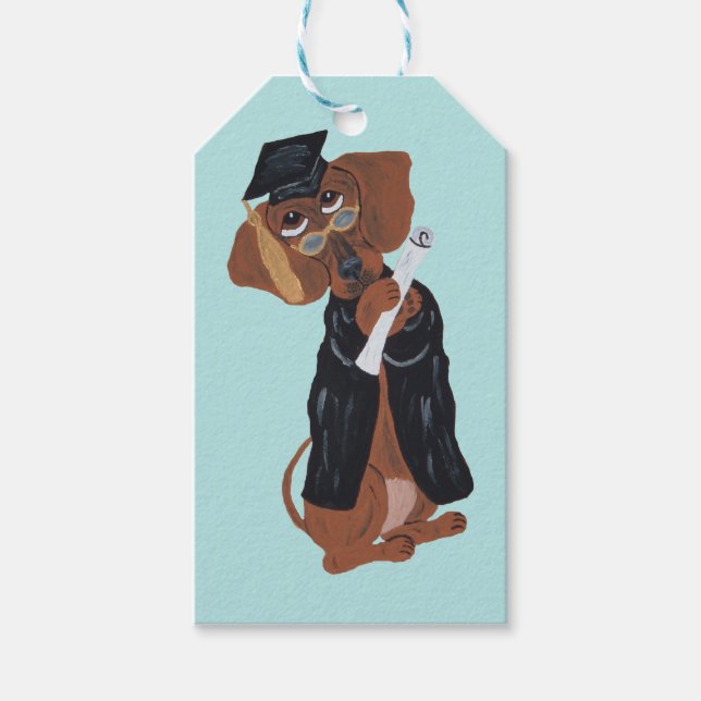 Dachshund Absolvent Geschenkanhänger (Vorderseite)