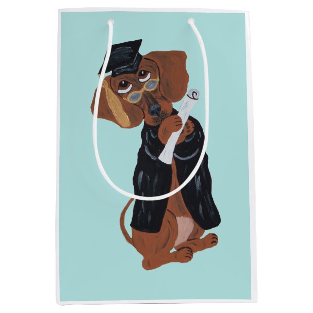 Dachshund-Absolvent Mittlere Geschenktüte (Vorderseite)