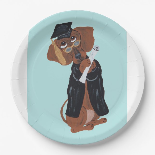 Dachshund Absolvent Pappteller (Vorderseite)
