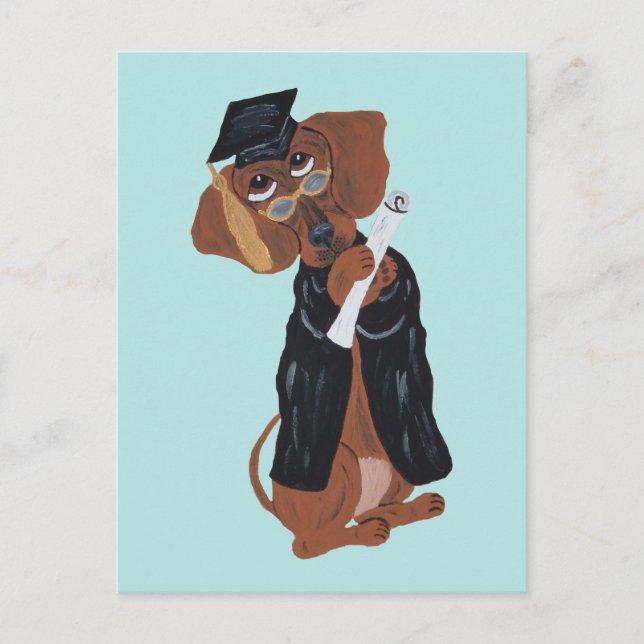 Dachshund Absolvent Postkarte (Vorderseite)