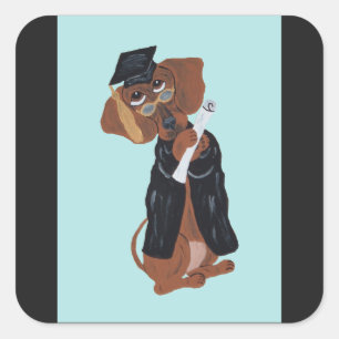 Dachshund-Absolvent Quadratischer Aufkleber
