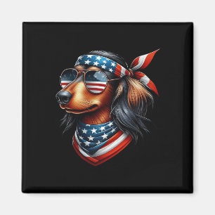 Dachshund Amerikanische USA-Flagge Sungles 4. Juli Magnet