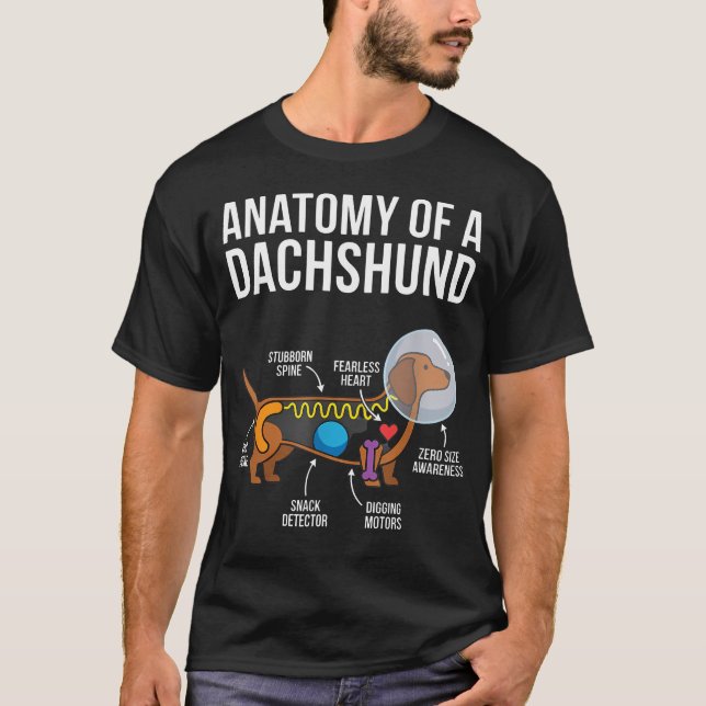 Dachshund Anatomie Diagramm T-Shirt (Vorderseite)