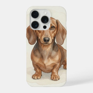 Dachshund-Aquarell-Porträt – Benutzerdefinierter W iPhone 15 Pro Hülle