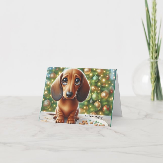Dachshund Ate Santa's Cookies Christmas Card Dankeskarte (Vorderseite)