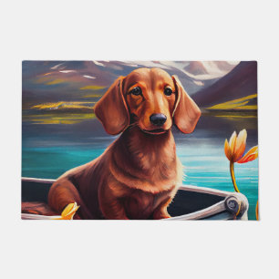 Dachshund auf einem Paddel: Ein landschaftliches A Fußmatte