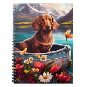 Dachshund auf einem Paddel: Ein landschaftliches A Notizblock