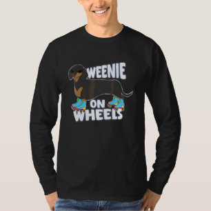 Dachshund auf Rädern Rollschuhe Sonnenbrille T-Shirt