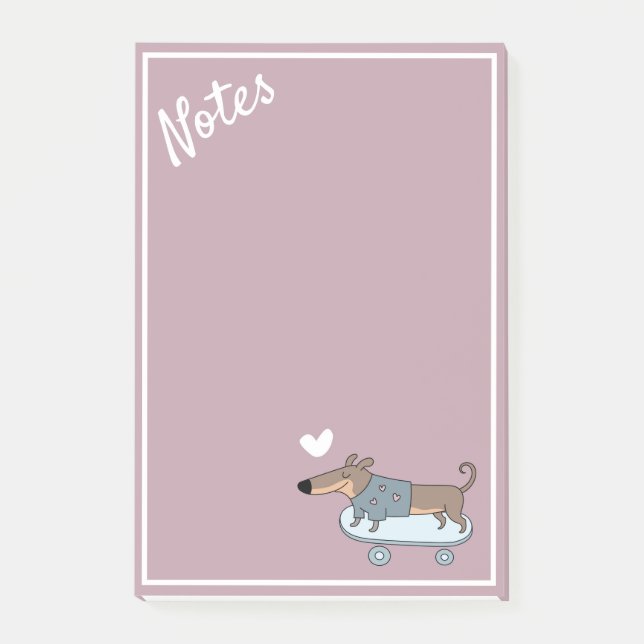 Dachshund auf Skateboard-Post-It-Notizen Post-it Klebezettel (Vorderseite)